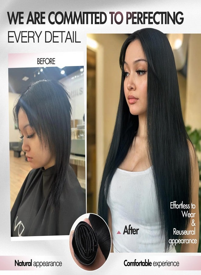 Quantum Love Invisi Edge Clip in Hair Extensions Human Hair 18Inch 110g Seamless Clip in Hair Extensions7Pcs 14Clips Invisible PU Skin Weft Natural Black Remy Human Hair Extensions - Image 5